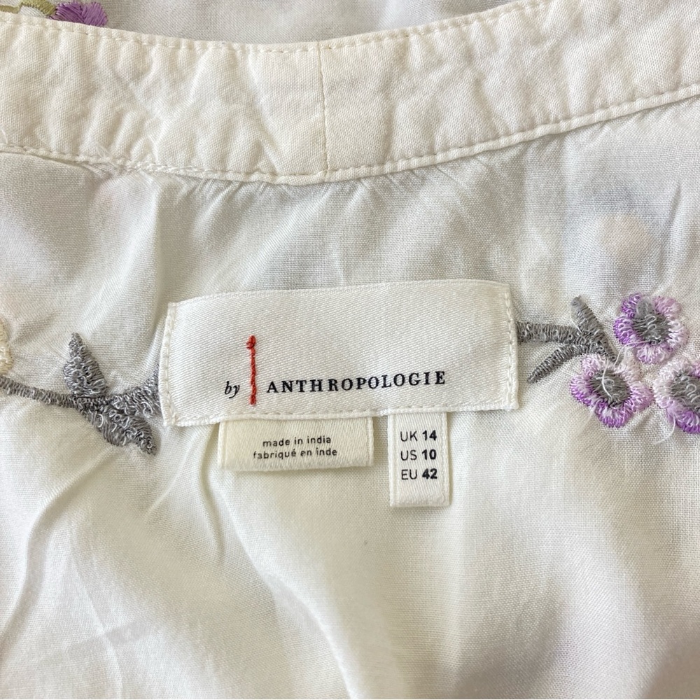 Anthropologie Gatsby Fringe Embroidered Floral Tank Top Size 10 - Picture 12 of 16